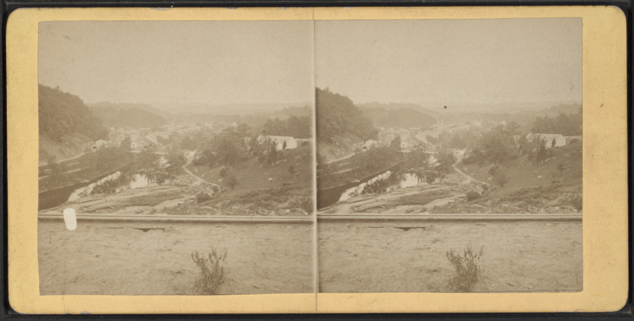 Historical photograph of Rosendale, NY from near the Railroad Bridge, circa 1870s
